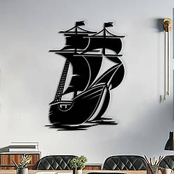 Настінний декор для дому, картина лофт "Куди пливе корабель?", декоративне панно 30x23 см