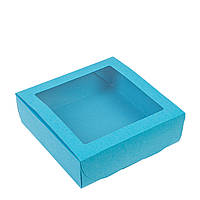Подарункова коробказ вікном 200х200х65, блакитна