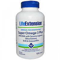 Омега 3 Life Extension Omega Foundations Super Omega-3 Plus 120 Softgels IO, код: 7707590