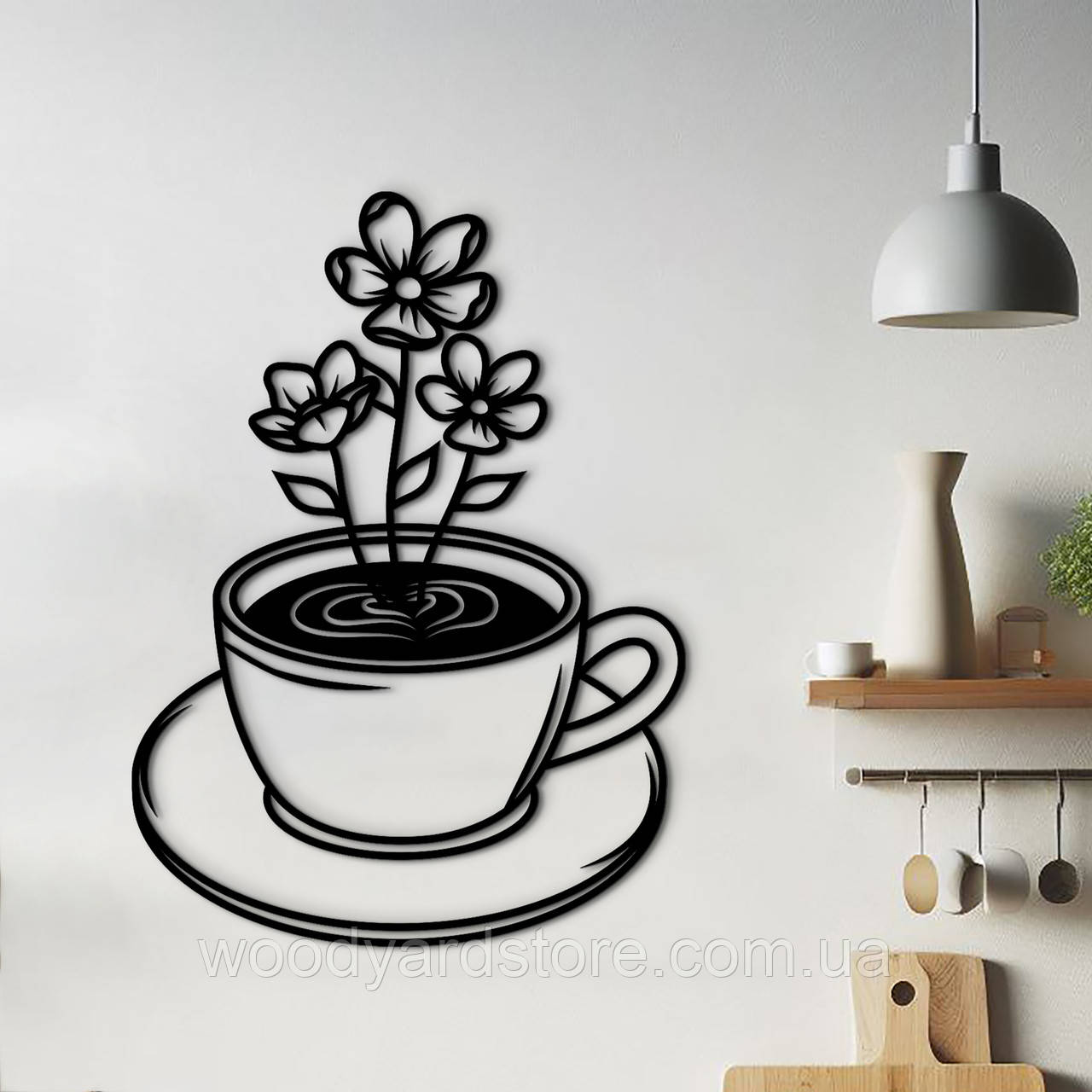 Декоративне панно з дерева, сучасна картина на стіну "Ромашковий чай", стиль лофт 25x18 см