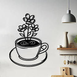 Декоративне панно з дерева, сучасна картина на стіну "Ромашковий чай", стиль лофт 25x18 см