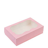 Коробка 230х150х60 для еклерів з вікном, рожева