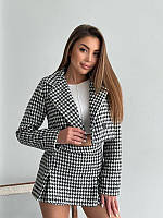 Стильний жіночий діловий костюм спідниця - шорти і піджак твідовий комплект