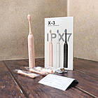 Ультразвукова зубна щітка Х-3 + 4 насадки, Рожева / Електрична бездротова щітка для чищення зубів, фото 6