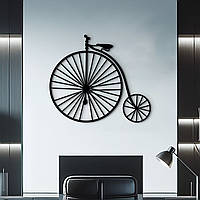 Черная картина на стену, деревянный декор для дома "Ретро велосипед", оригинальный подарок 30x35 см
