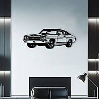 Декоративное панно из дерева, деревянная картина на стену "Яркий автомобиль", стиль лофт 40x15 см