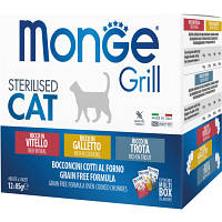 Влажный корм для кошек Monge Cat grill mix ster с петухом, форелью и телятиной 1.02 г 8009470017527 ZXC