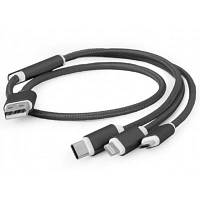 Дата кабель USB 2.0 AM to Lightning + Micro 5P + Type-C 1.0m black Cablexpert CC-USB2-AM31-1M ZXC