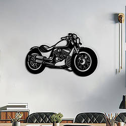 Дерев'яний декор для дому, декоративне панно на стіну "Швидкий мотоцикл ", картина лофт 25x15 см