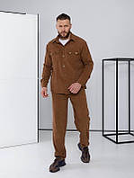 Трендовий вельветовий чоловічий костюм сорочка і штани прямі комплект весняний