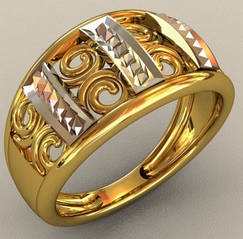 Візерункове чоловіче золотое кольцо 585* проби