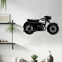 Интерьерная картина из дерева, декоративное панно на стену "Ретро-мотоцикл", оригинальный подарок 25x13 см
