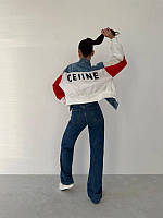 Крутий жіночий ретро бомбер celine джинсова куртка ефектна оверсайз