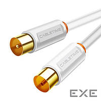 Кабель Cabletime Телевизионный, 1m, Male to Female, 75OHM, White (CF33H)