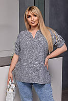 Легкая женская блуза из штапеля, размеры 52.54.56.58 Серый