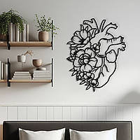 Современная картина на стену, декор в комнату "Цветочное доброе сердце", стиль лофт 15x20 см