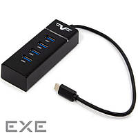 USB хаб FRIME 4-in-1 USB-A to 1xUSB3.0, 3xUSB2.0 Black (FH-20060)