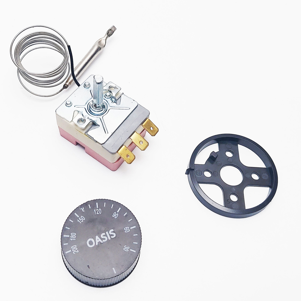 Терморегулятор для фритюрниці від 30 до 200 °C механічний (16 А / 250 В) на 3 контакти (Oasis, Польща), фото 1