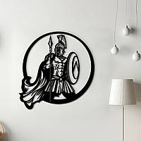 Современные картины для интерьера, деревянный декор стен "Спартанец и щит", оригинальный подарок 40x43 см