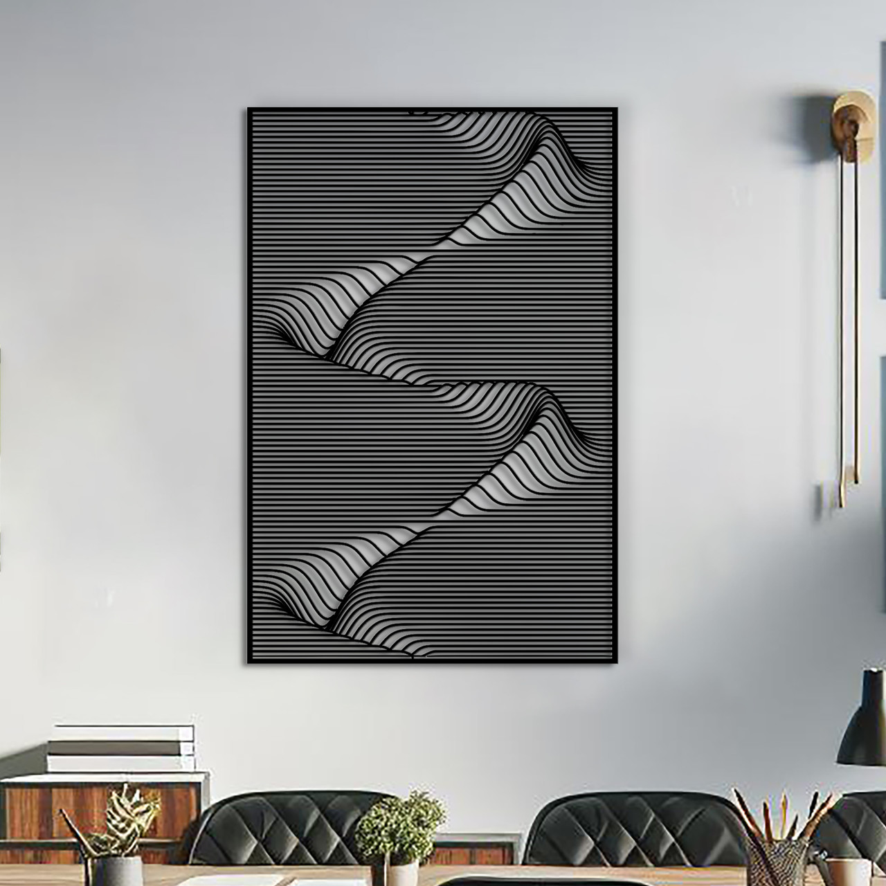 Настінний декор для дому, картина лофт "Об'ємна картина абстракція", декоративне панно 30x20 см