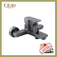 Смеситель для ванны одноручковый графит черный Qtap Lipno латунный с изливом Краны на ванну латунь