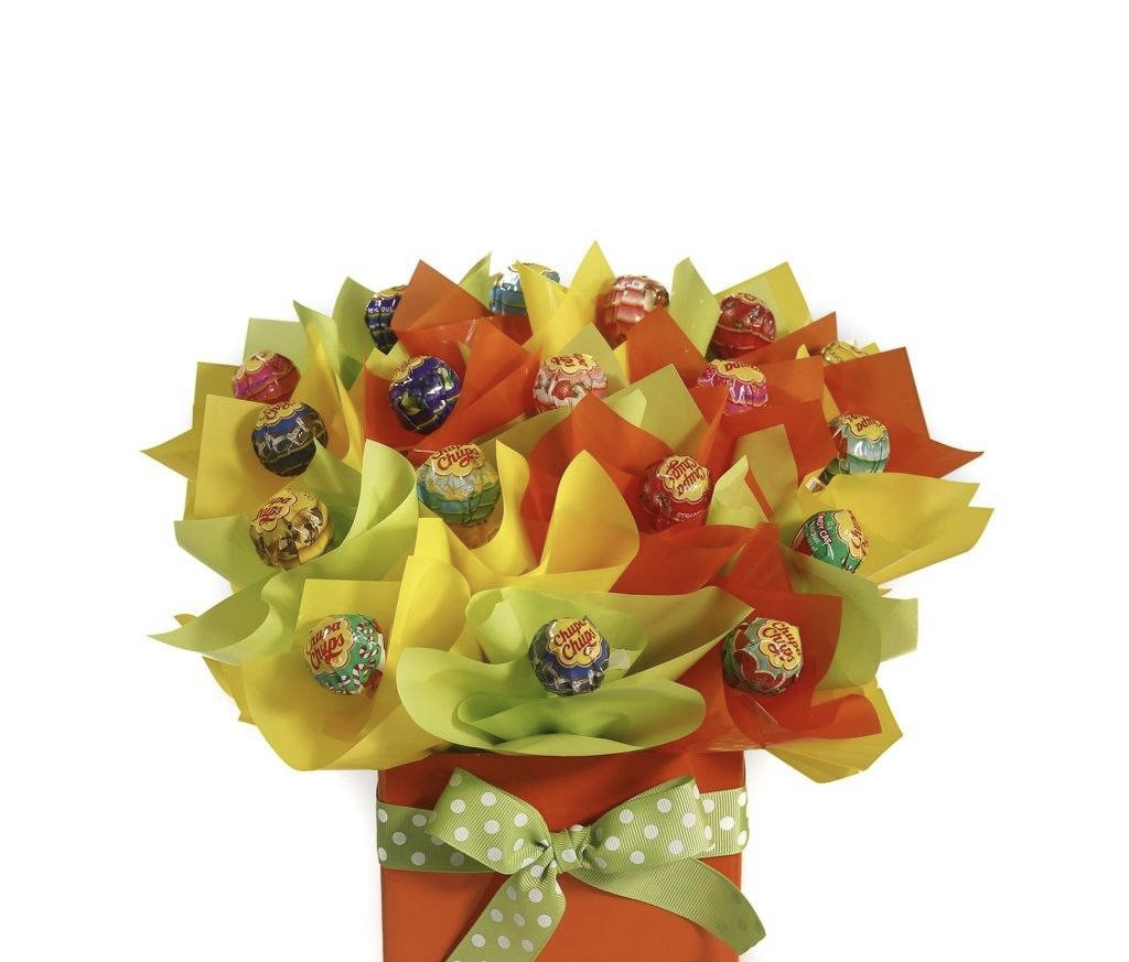 Яскравий букет з цукерок Чупа Чупс Chupa Chups (31 шт.) солодкий подарунок, фото 1