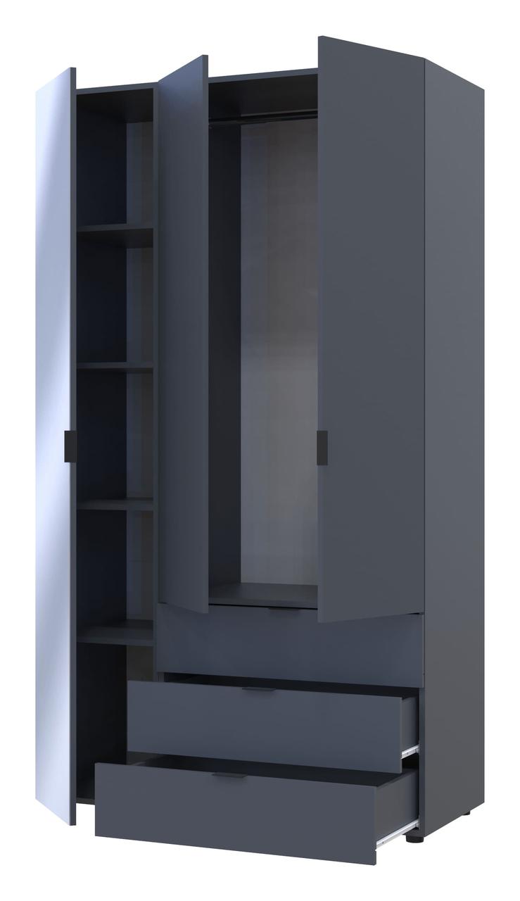 Шафа для одягу "Гелар" 117х50х203 см. 2ДСП/Дзеркало, Графіт, фото 1