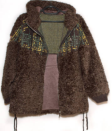 Жіноча хутряна оверсайз кофта на блискавці, фото 4