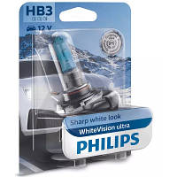 Автолампа Philips HB3 WhiteVision Ultra +60%, 3800K, 1шт/блістер 9005WVUB1 ZXC