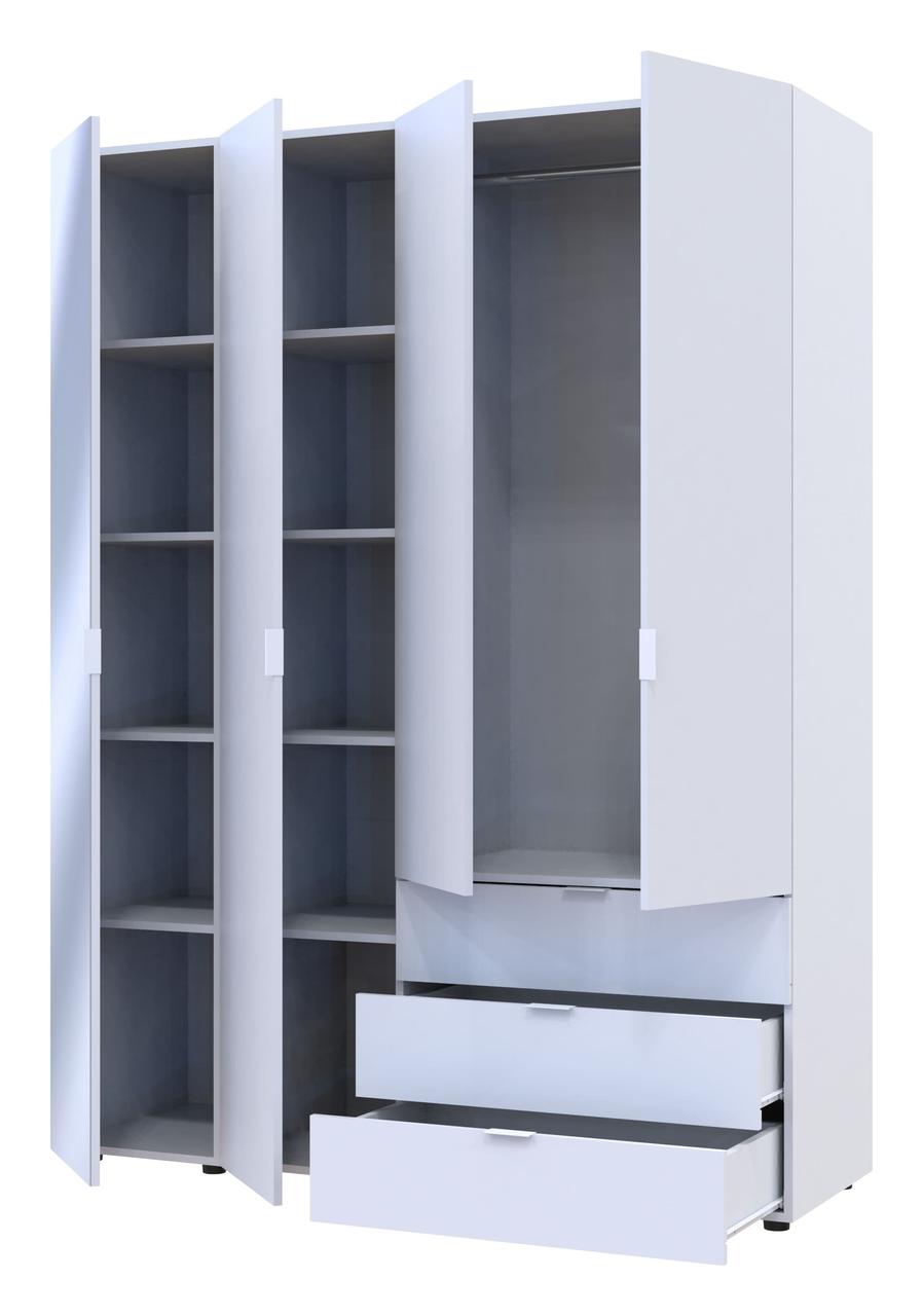 Шафа для одягу "Гелар" 155х50х203 см. 3ДСП/Дзеркало, Біла, фото 1
