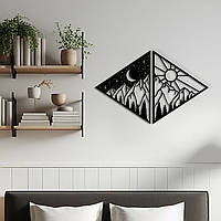 Деревянная картина на стену в спальню, декор в комнату "День и ночь", минималистичный стиль 25x38 см