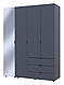 Шафа для одягу "Гелар" 155х50х203 см. 3ДСП/Дзеркало, Графіт, фото 7