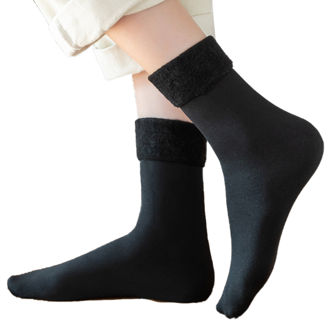 Набір 3 пари Шкарпетки теплі унісекс чоловічі і жіночі, для дому і вулиці, з термонейлону і кашеміру, чорні, м'які, один розмір