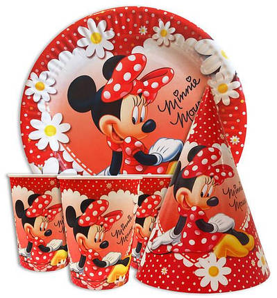 Набір посуду паперовий одноразовий | Мінні Маус, фото 1