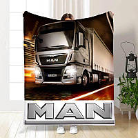 Плюшевый плед с грузовиком MAN Качественное покрывало с 3D рисунком 160х200