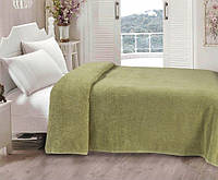 Простынь махровая Green olive Iris Home оливковая 190х220 см