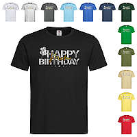 Черная мужская/унисекс футболка С днем рождения мама (23-1-4-1)