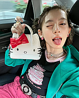 Белая мини сумочка с Hello Kitty с бантиком хеллоу китти