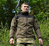 Флисовая куртка Helikon Classic Army-Olive-Black,армейская зеленая флиска для военных,кофта из толстого флиса M