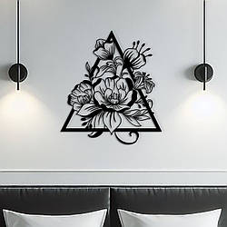 Декоративне панно з дерева, настінний декор для дому "Квітковий цвіт", картина лофт 20x23 см