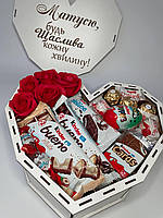 Сладкий подарочный бокс для девушки с конфетками набор в форме сердца для жены, мамы, ребенка SSbox-14
