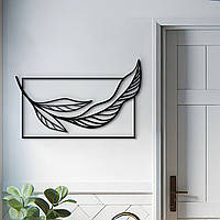 Декоративное панно из дерева, настенный декор для дома "Листок минимализм", интерьерная картина 30x18 см