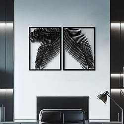Настінний декор для дому, картина лофт "Пальмове листя модульна картина", декоративне панно 25x38 см