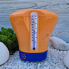Поплавець-дозатор для басейну для великих таблеток хлору з термометром Kokido K619BU (табл. 75 мм) жовтогарячий