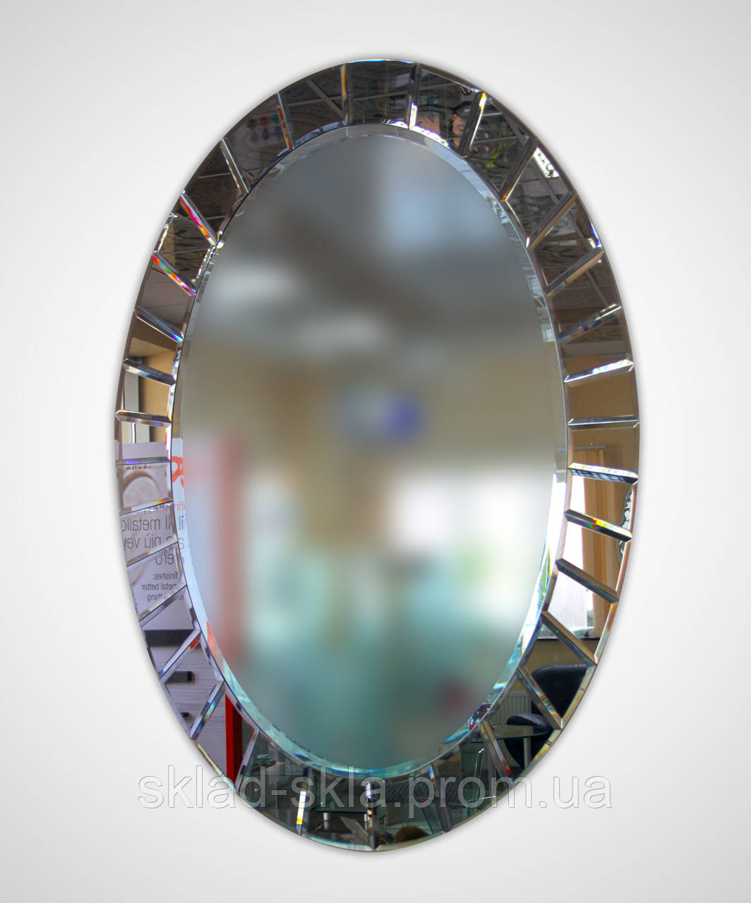 Зеркало "Овальная гравировка" настенное с креплением - фото 1 - id-p2150535799