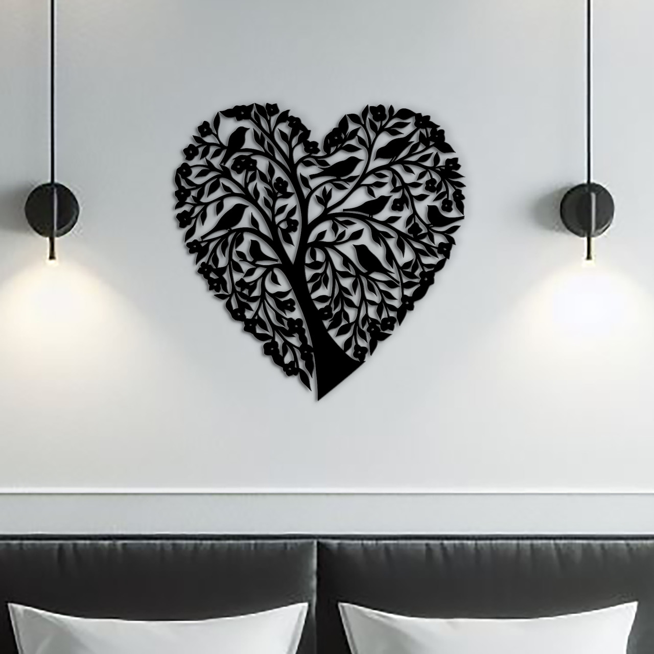Декор в кімнату, дерев'яна картина на стіну "Дерево Серце Єднання", стиль мінімалізм 20x20 см