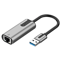 Перехідник USB 3.0 - Ethernet RJ45 1000Mb 0.15m, Aluminum Vention (CEWHB)
