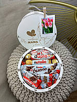 Сладкий подарочный бокс для девушки с конфетками набор в форме круга киндер для жены, мамы, ребенка SSbox-100