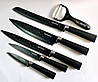 Набір кухонних ножів із неіржавкої сталі Rainberg RB-2514 чорні, фото 2
