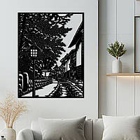 Декор для комнаты, современная картина на стену "Прогулка по старой улице", минималистичный стиль 35x28 см